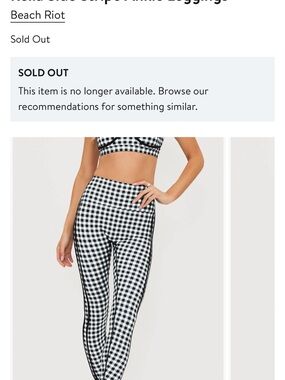 Beach Riot Black & White Gingham High-Waist Leggings M